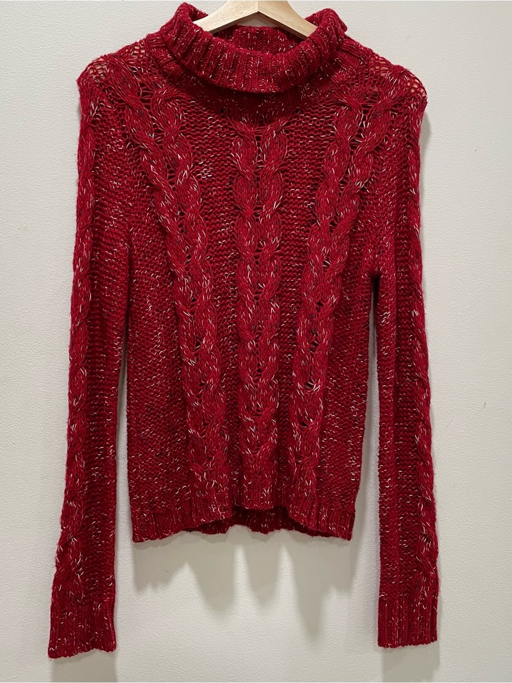 Kensie Red Cable Knit Turtleneck Sweater